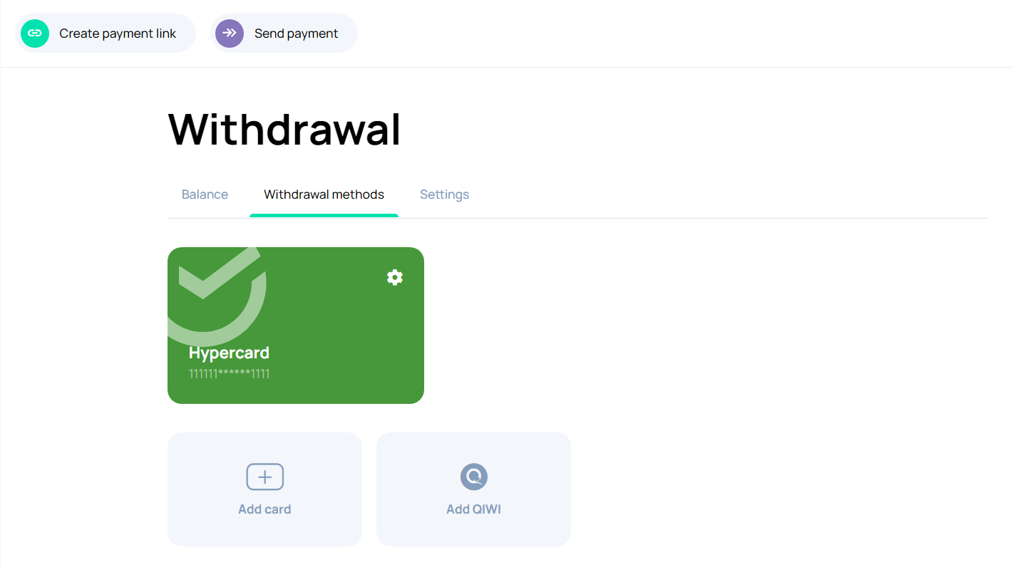 Withdrawal methods